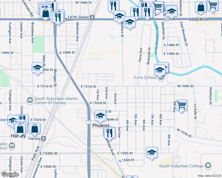 map of restaurants, bars, coffee shops, grocery stores, and more near 15128 3rd Avenue in Phoenix