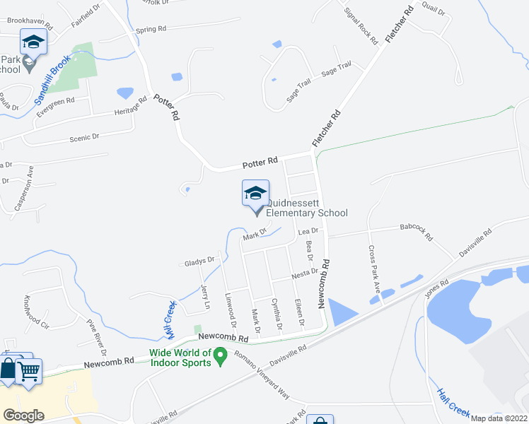 map of restaurants, bars, coffee shops, grocery stores, and more near 166 Mark Drive in North Kingstown
