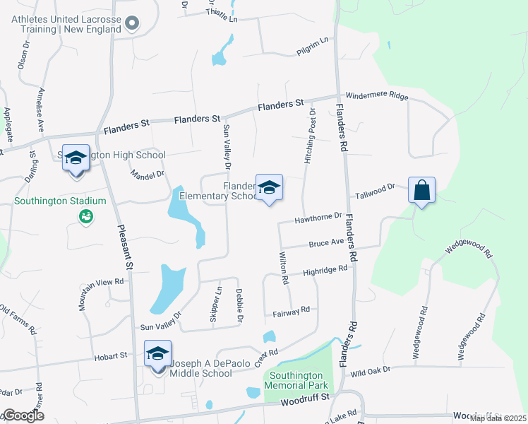 map of restaurants, bars, coffee shops, grocery stores, and more near 100 Victoria Drive in Southington