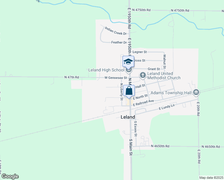 map of restaurants, bars, coffee shops, grocery stores, and more near 240 West Hall Street in Leland
