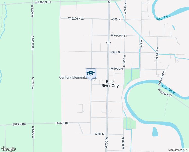 map of restaurants, bars, coffee shops, grocery stores, and more near 5820 North 4800 West Street in Bear River City