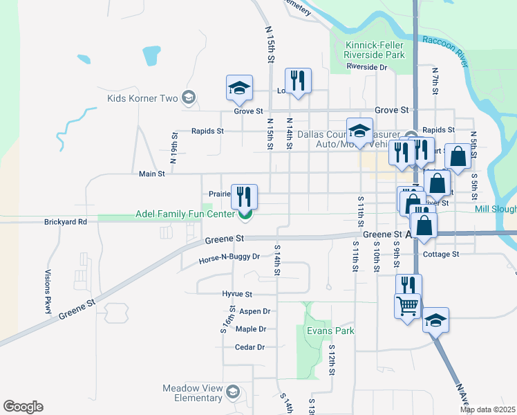 map of restaurants, bars, coffee shops, grocery stores, and more near 1518 Chance Court in Adel
