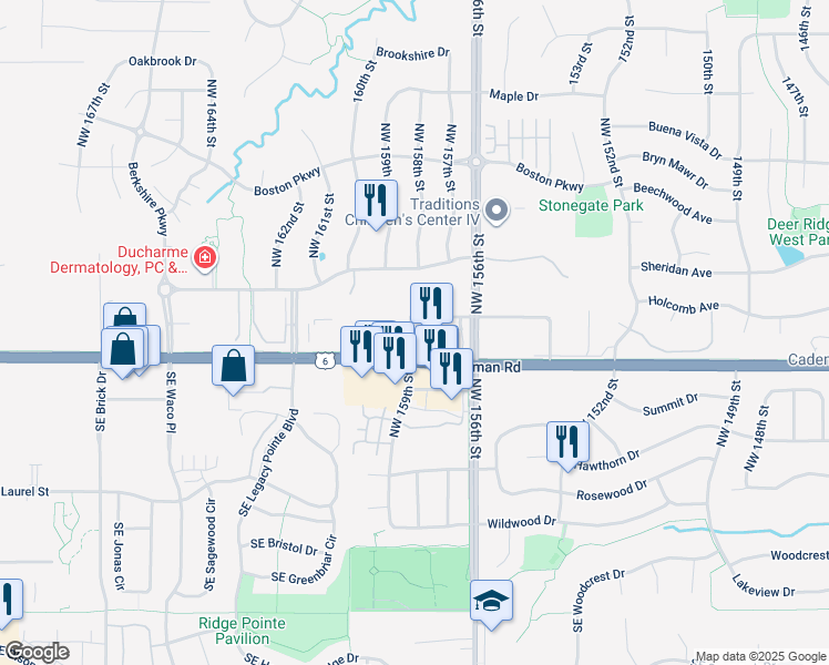 map of restaurants, bars, coffee shops, grocery stores, and more near 15701 Hickman Rd in Clive