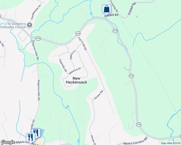 map of restaurants, bars, coffee shops, grocery stores, and more near 23 Martin Dr in Wappingers Falls