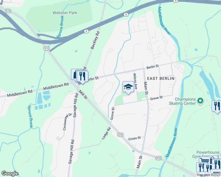 map of restaurants, bars, coffee shops, grocery stores, and more near 266 Stony Mill Lane in Berlin
