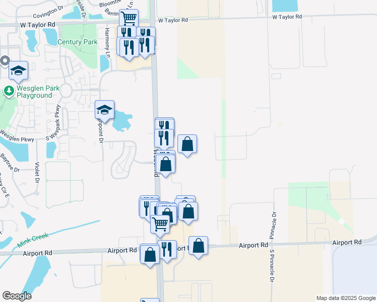 map of restaurants, bars, coffee shops, grocery stores, and more near 261 South Weber Road in Romeoville