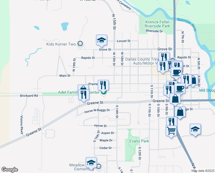 map of restaurants, bars, coffee shops, grocery stores, and more near 1518 Chance Court in Adel