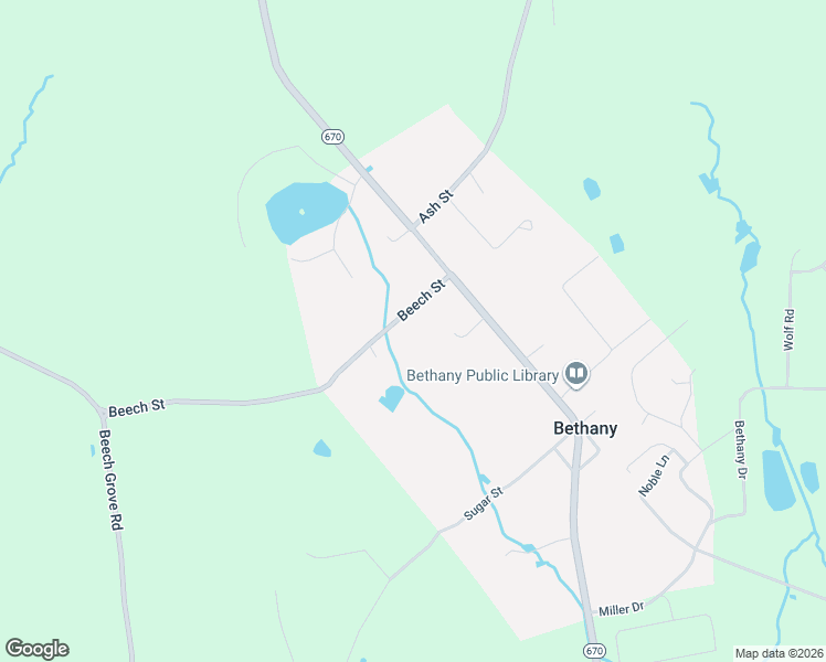 map of restaurants, bars, coffee shops, grocery stores, and more near 27 Beech Street in Bethany