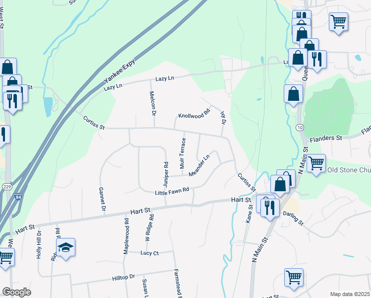 map of restaurants, bars, coffee shops, grocery stores, and more near 41 Muir Terrace in Southington