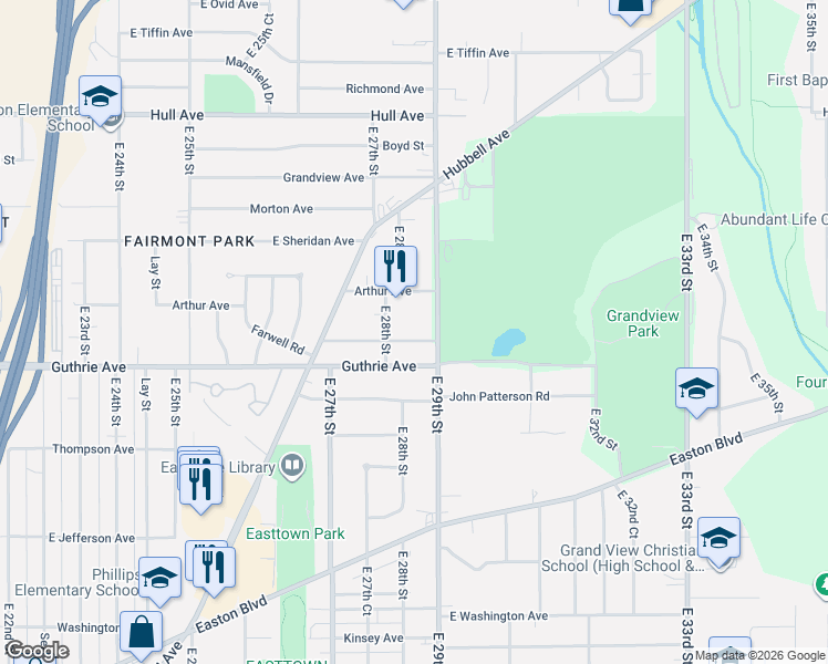 map of restaurants, bars, coffee shops, grocery stores, and more near 2806 Wisconsin Avenue in Des Moines