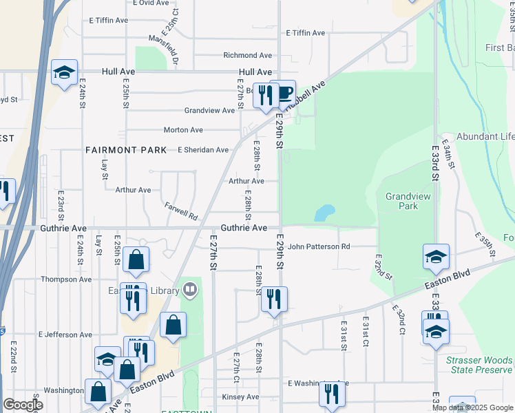 map of restaurants, bars, coffee shops, grocery stores, and more near 2806 Wisconsin Avenue in Des Moines