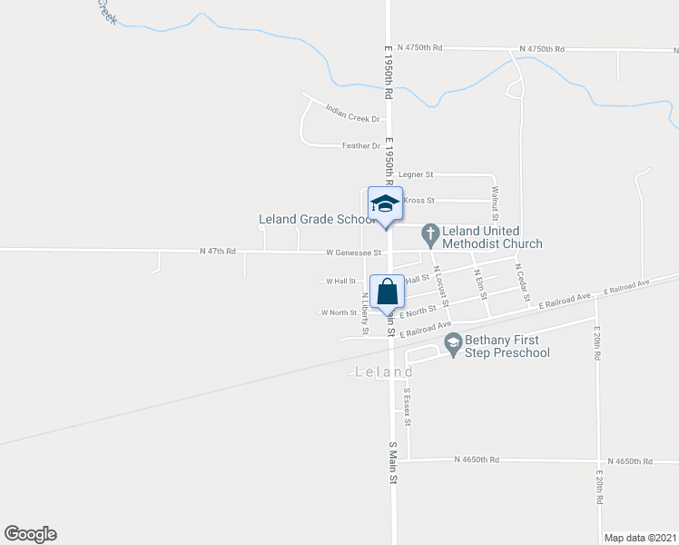 map of restaurants, bars, coffee shops, grocery stores, and more near 240 West Hall Street in Leland