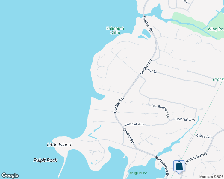 map of restaurants, bars, coffee shops, grocery stores, and more near 29 Nemasket Road in Falmouth