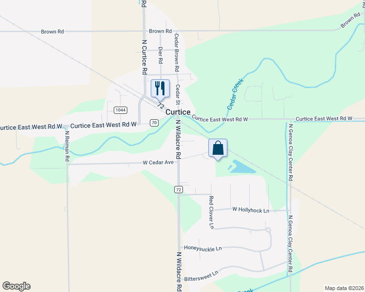 map of restaurants, bars, coffee shops, grocery stores, and more near 6897 North Wildacre Road in Curtice