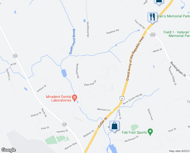 map of restaurants, bars, coffee shops, grocery stores, and more near 90 Ellen Kay Drive in Watertown