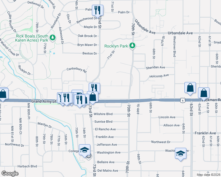 map of restaurants, bars, coffee shops, grocery stores, and more near 7100 Holcomb Ave in Urbandale