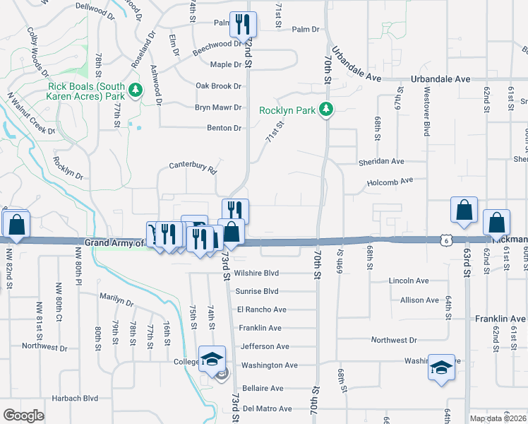 map of restaurants, bars, coffee shops, grocery stores, and more near 7100 Holcomb Avenue in Urbandale