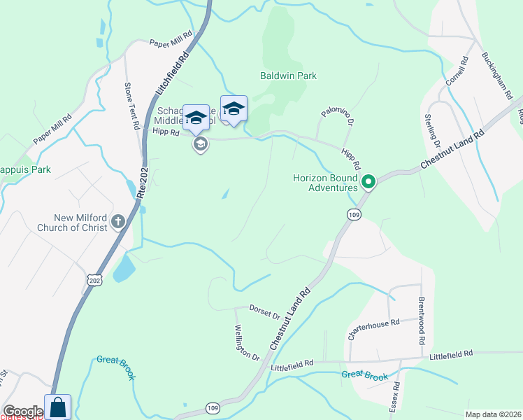 map of restaurants, bars, coffee shops, grocery stores, and more near 21 Rolling Glen Drive in New Milford