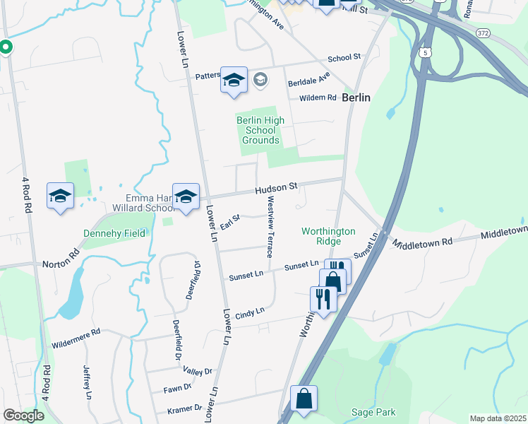 map of restaurants, bars, coffee shops, grocery stores, and more near 76 Earl Street in Berlin