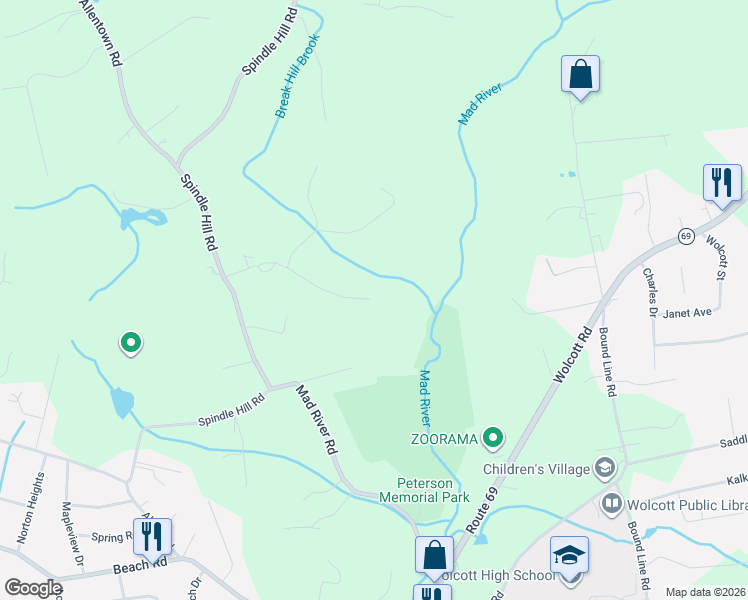 map of restaurants, bars, coffee shops, grocery stores, and more near 33 Jacqueline Drive in Wolcott