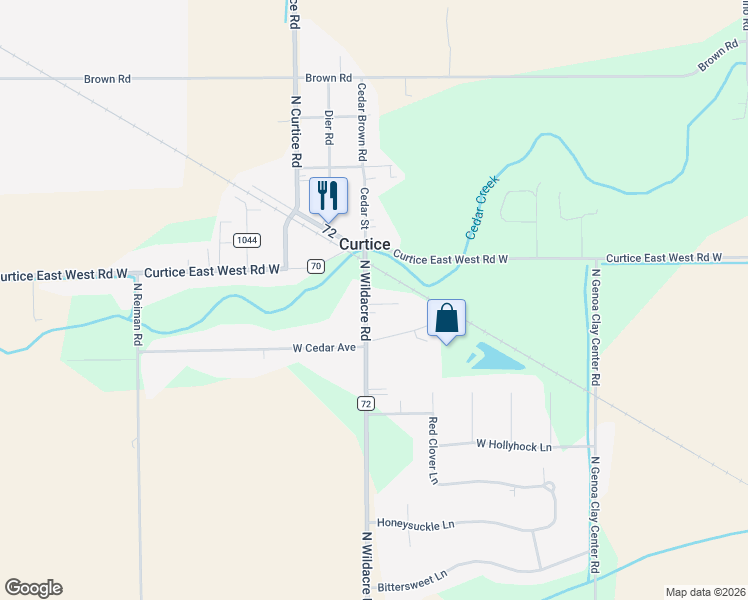 map of restaurants, bars, coffee shops, grocery stores, and more near 6897 N Wildacre Rd in Curtice
