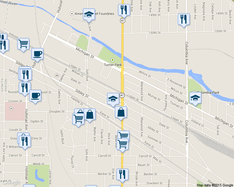map of restaurants, bars, coffee shops, grocery stores, and more near 799 Old Plummer Ave Ct in Hammond