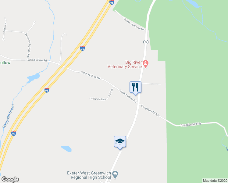 map of restaurants, bars, coffee shops, grocery stores, and more near 6 Stark Drive in West Greenwich