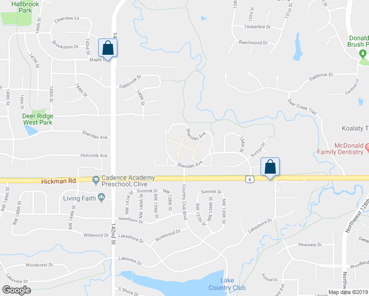 map of restaurants, bars, coffee shops, grocery stores, and more near 13731 Hickman Road in Urbandale
