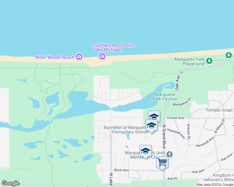 map of restaurants, bars, coffee shops, grocery stores, and more near 730 North Hancock Street in Gary