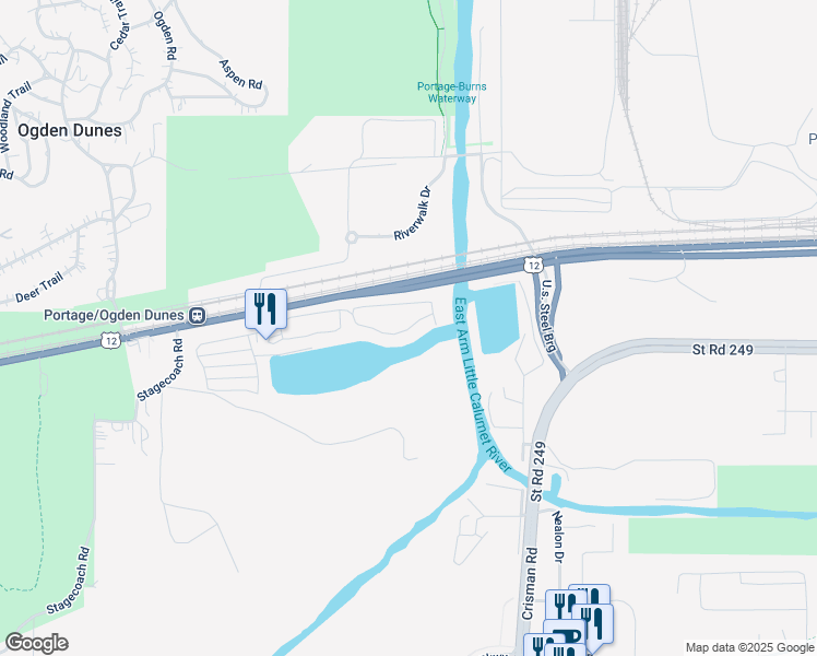 map of restaurants, bars, coffee shops, grocery stores, and more near 6143-49 South Dune Harbor Drive in Portage