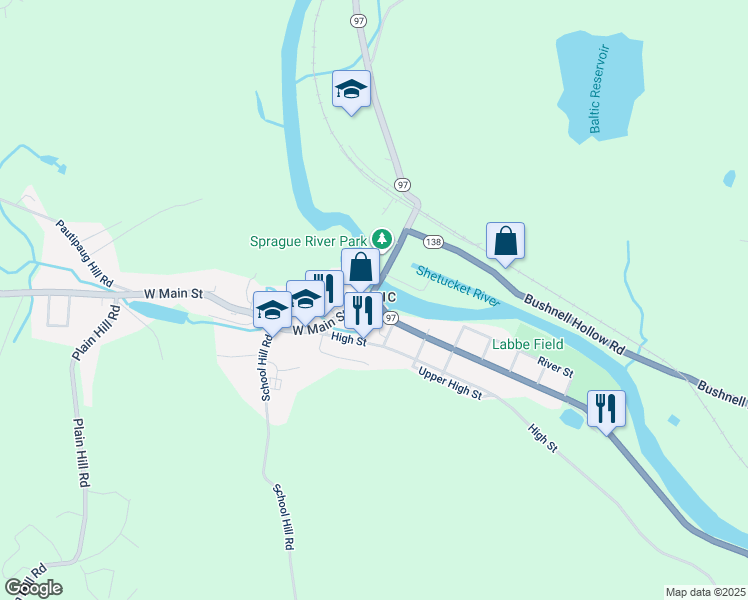 map of restaurants, bars, coffee shops, grocery stores, and more near in Sprague