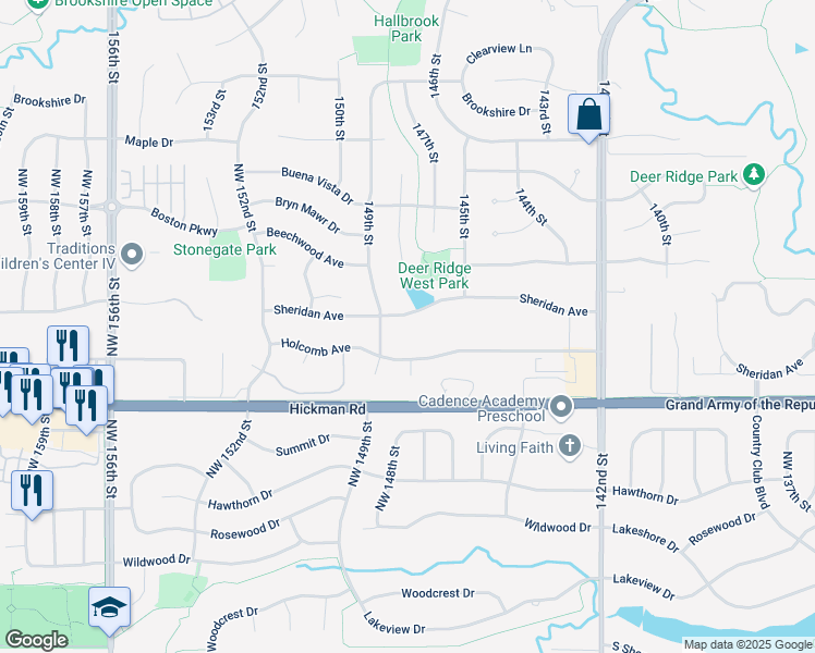 map of restaurants, bars, coffee shops, grocery stores, and more near 14709 Sheridan Avenue in Urbandale