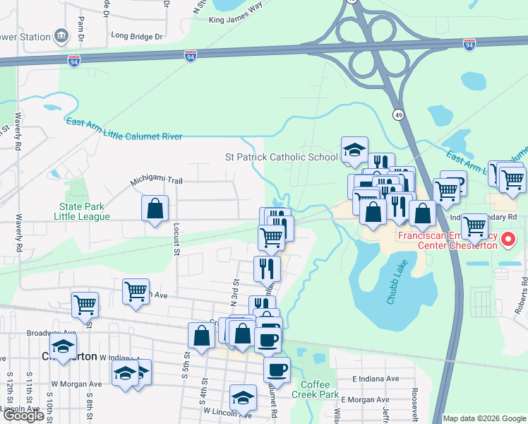 map of restaurants, bars, coffee shops, grocery stores, and more near 799 Bielawski Drive in Porter
