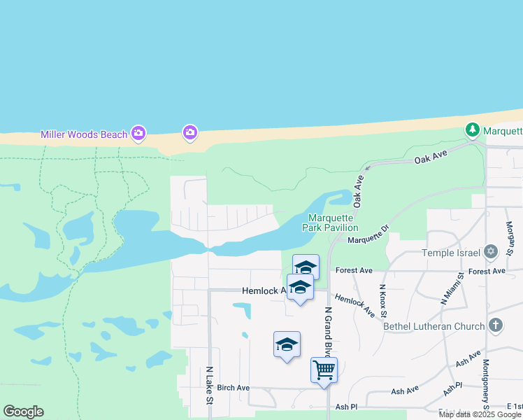 map of restaurants, bars, coffee shops, grocery stores, and more near 710 North Howard Street in Gary