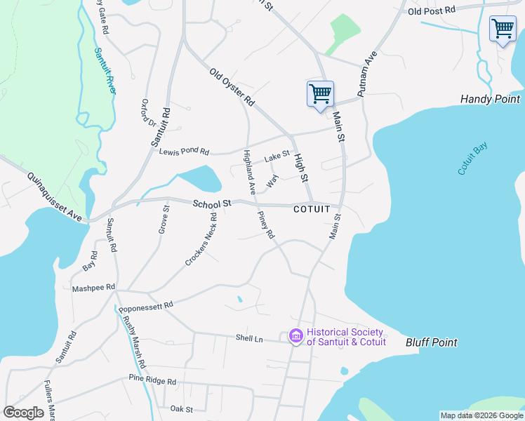 map of restaurants, bars, coffee shops, grocery stores, and more near 134 School Street in Barnstable