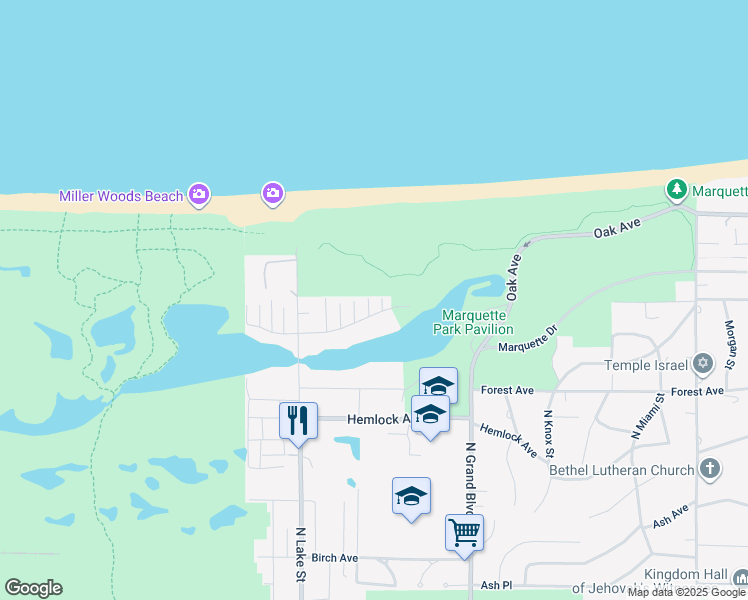 map of restaurants, bars, coffee shops, grocery stores, and more near 716 N Howard St in Gary