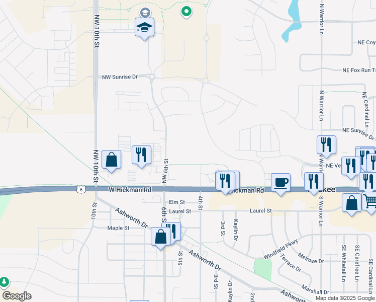map of restaurants, bars, coffee shops, grocery stores, and more near Raccoon River Valley Trail in Waukee