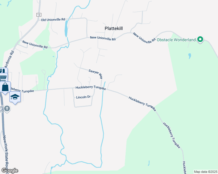 map of restaurants, bars, coffee shops, grocery stores, and more near 177 Huckleberry Turnpike in Wallkill