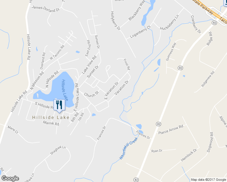 map of restaurants, bars, coffee shops, grocery stores, and more near 30 East Vacation Drive in Wappingers Falls