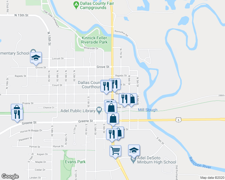 map of restaurants, bars, coffee shops, grocery stores, and more near North Lane in De Soto