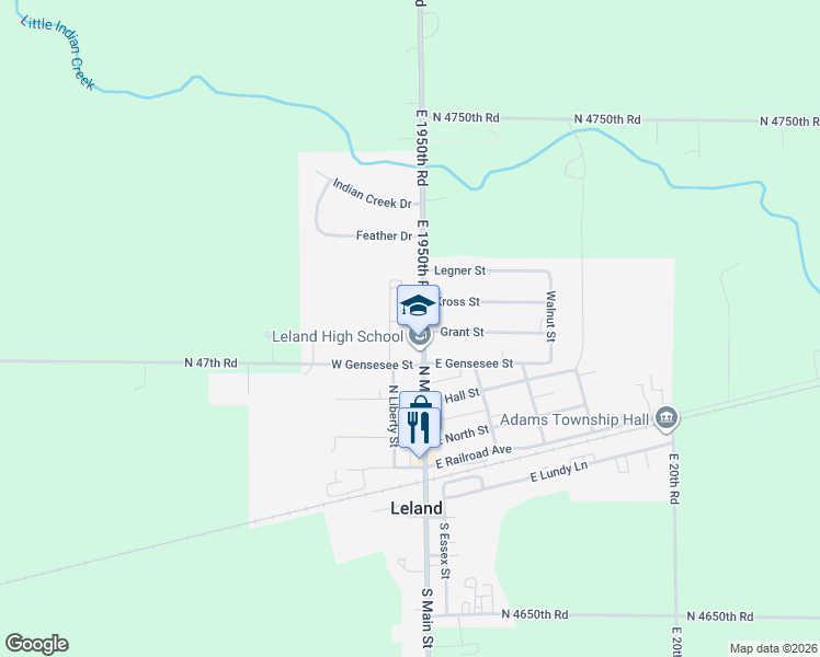 map of restaurants, bars, coffee shops, grocery stores, and more near 370 North Main Street in Leland