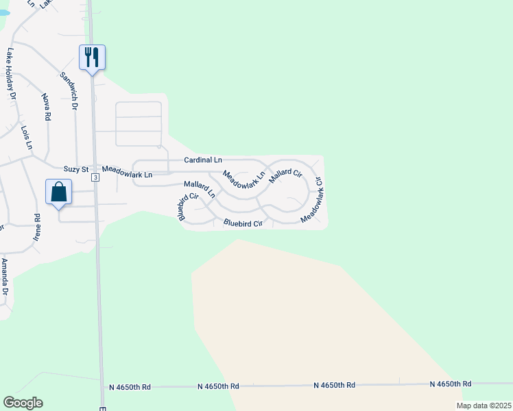 map of restaurants, bars, coffee shops, grocery stores, and more near 350 Meadowlark Circle in Sandwich