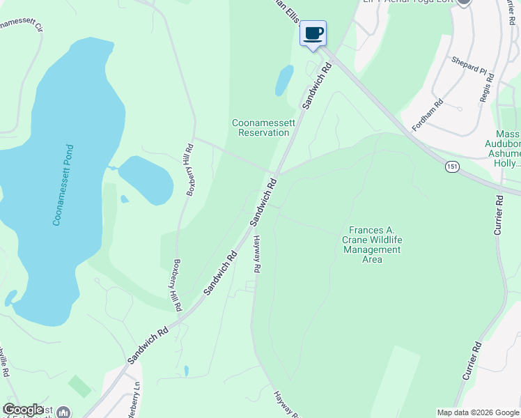 map of restaurants, bars, coffee shops, grocery stores, and more near 984 Sandwich Road in Falmouth