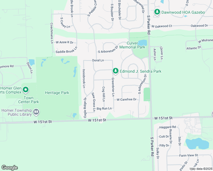 map of restaurants, bars, coffee shops, grocery stores, and more near 14865 Cog Hill Lane in Lockport