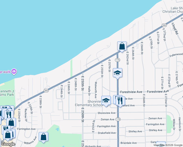 map of restaurants, bars, coffee shops, grocery stores, and more near 315 Halle Drive in Euclid