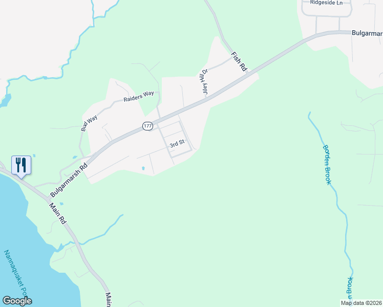 map of restaurants, bars, coffee shops, grocery stores, and more near 301 Bulgarmarsh Road in Tiverton