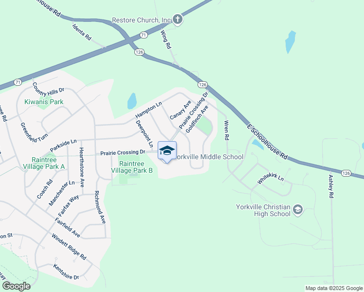 map of restaurants, bars, coffee shops, grocery stores, and more near 1146 Hawk Hollow Drive in Yorkville