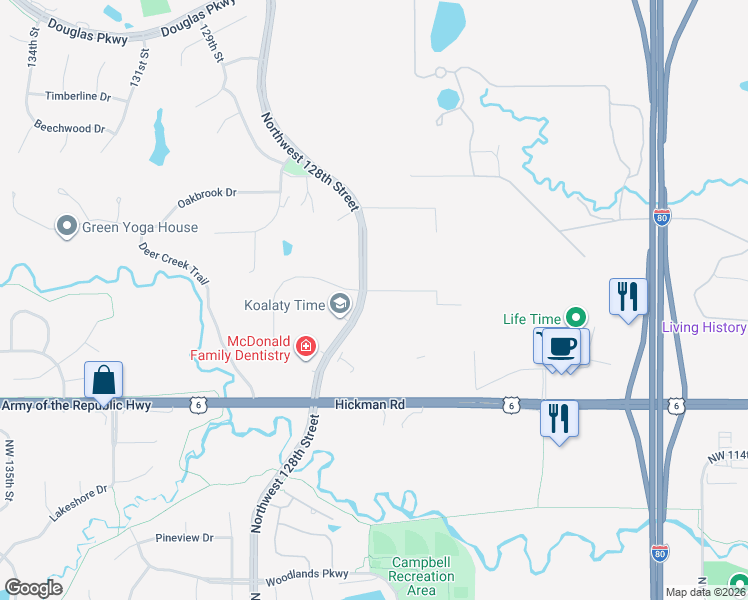 map of restaurants, bars, coffee shops, grocery stores, and more near 2521 Northwest 128th Street in Urbandale