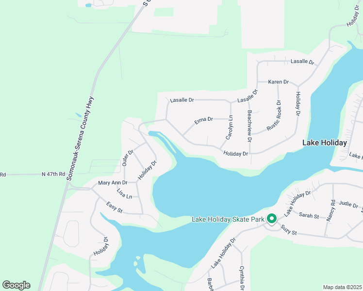 map of restaurants, bars, coffee shops, grocery stores, and more near 379 Holiday Drive in Somonauk