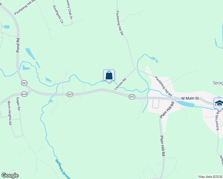 map of restaurants, bars, coffee shops, grocery stores, and more near 201 Willimantic Road in Sprague